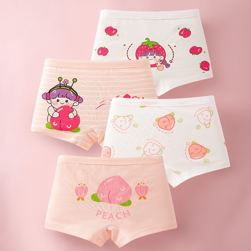 Quần chip bé gái nhiều họa tiết xinh xắn Baby-S, Set 4 quần chip đùi bé gái chất cotton mềm mịn cao cấp – SC027