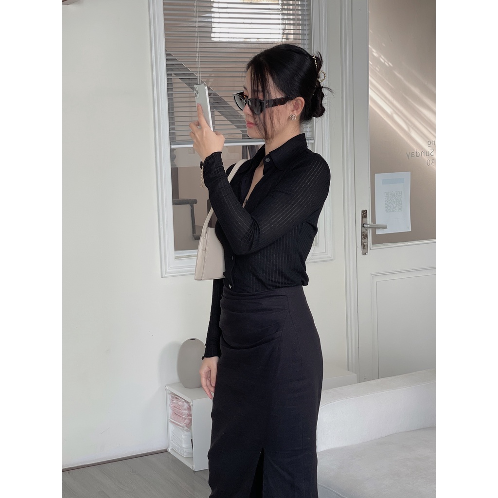 Áo Sơ Mi Len Mỏng Dài Tay Knitted Shirt By Ther Design