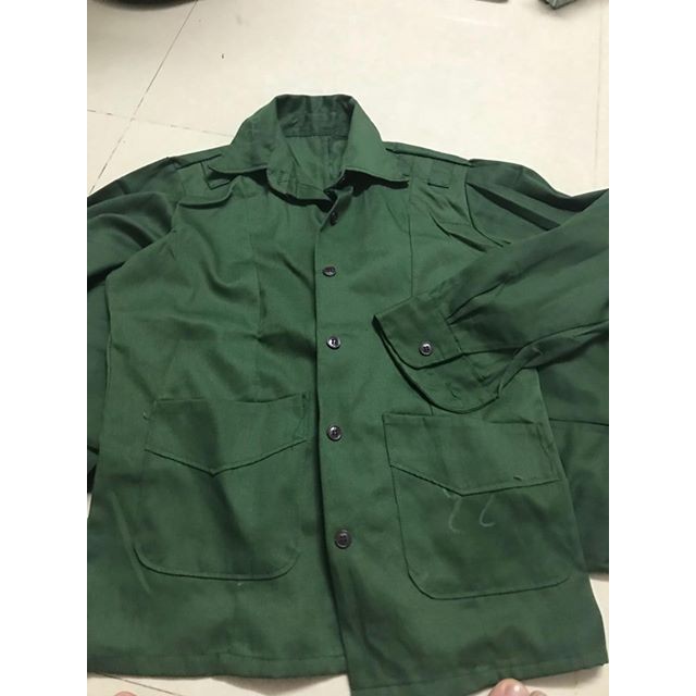 Combo 5 bộ áo bay tập quân sự dài tay và 5 mũ cối xanh bộ đội tập quân sự