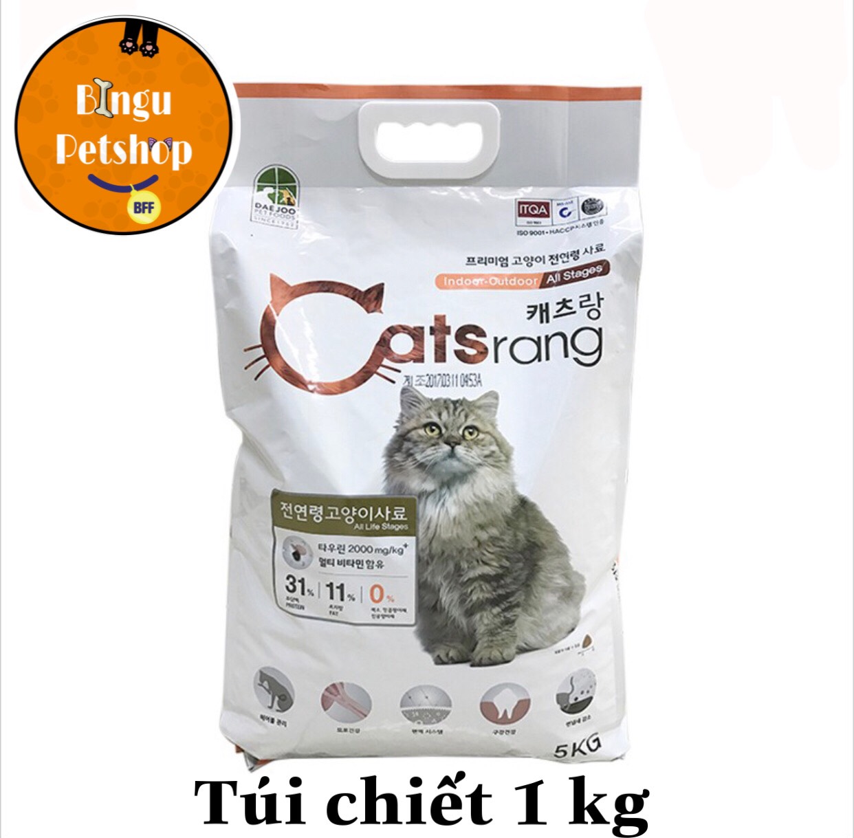 [TÚI 1 KG] Thức ăn hạt cho mèo mọi lứa tuổi 1kg & 500GR Catsrang