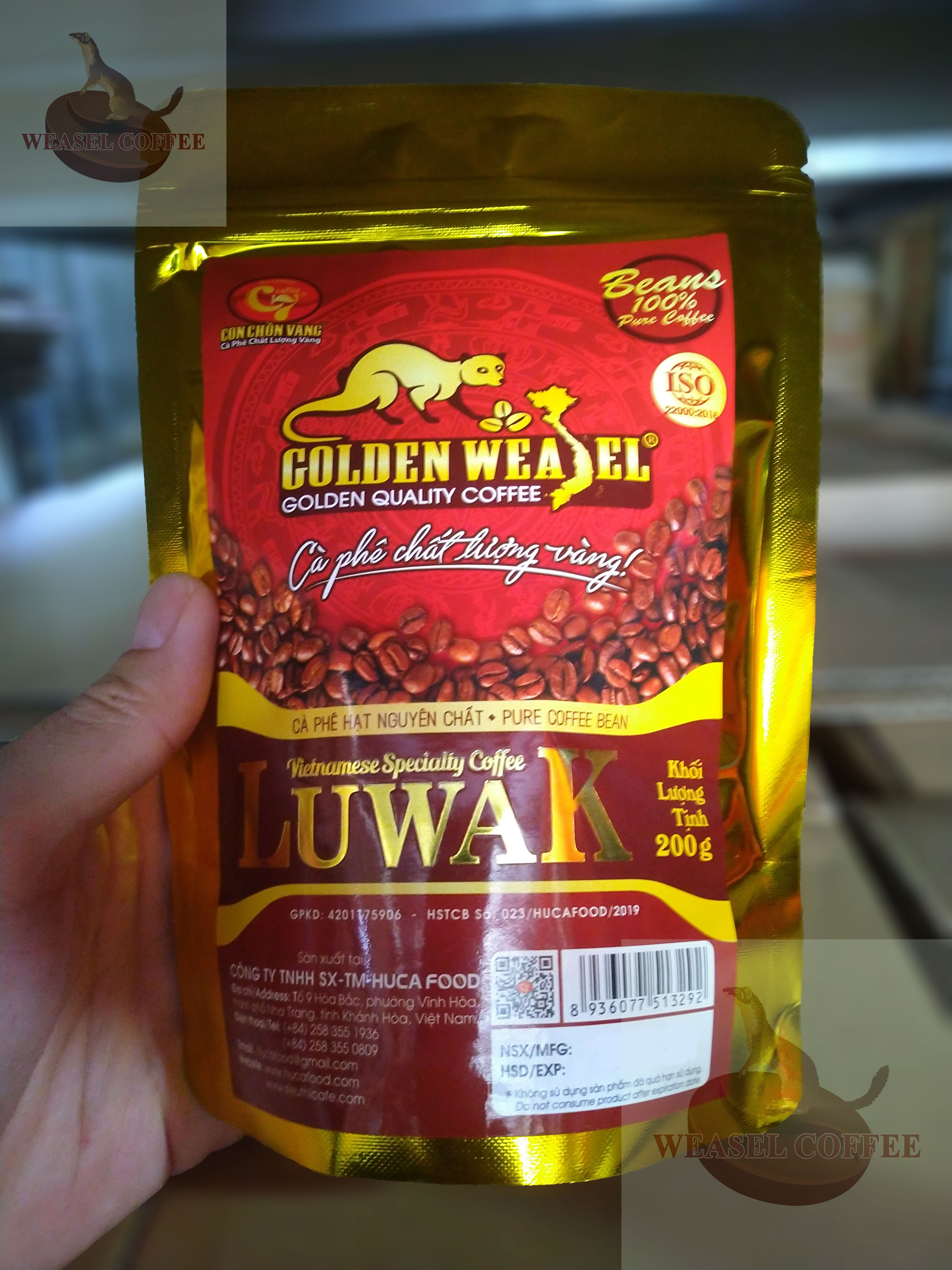 Cà phê chồn Luwak ( Túi Zip 200g Hạt )
