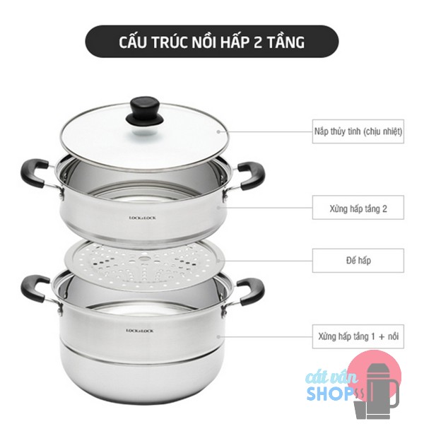 Bộ nồi hấp 2 tầng Lock&Lock Steamer Pot size 26cm/28cm