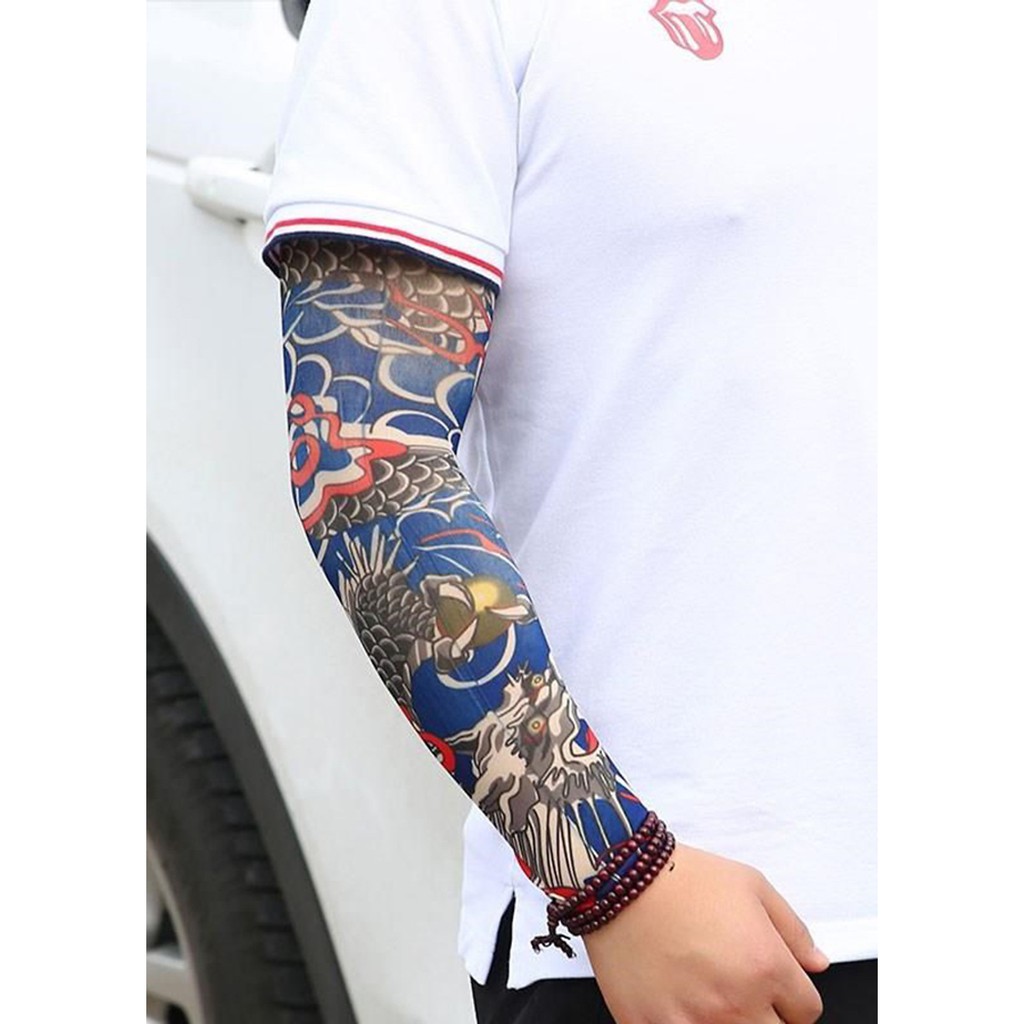 2 ĐÔI GĂNG TAY HÌNH XĂM TATTOO - CHỐNG NẮNG - THỜI TRANG - GIAO NGẪU NHIÊN - BAO TAY HÌNH XĂM 4.5