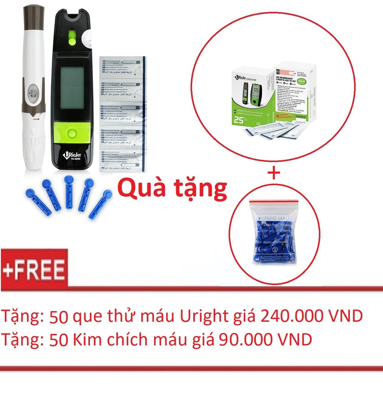 Máy đo đường huyết Uright TD-4265 + Tặng kèm 50 que thử đường huyết và 50