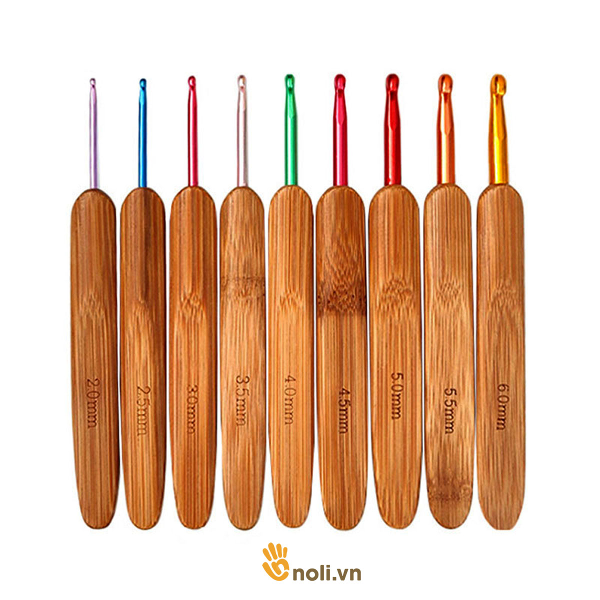 Bộ kim móc cán gỗ cầu vồng 9 cây