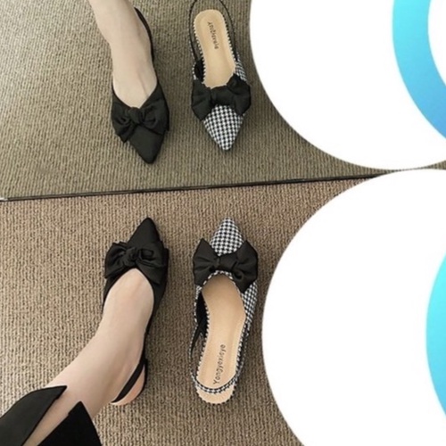 Giày sandal mũi nhọn nơ xinh( hậu lụa)