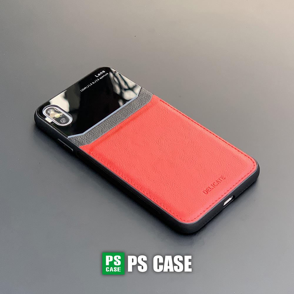 Ốp lưng da kính cao cấp dành cho iPhone X / iPhone XS - Màu đỏ - PS Case Phân Phối