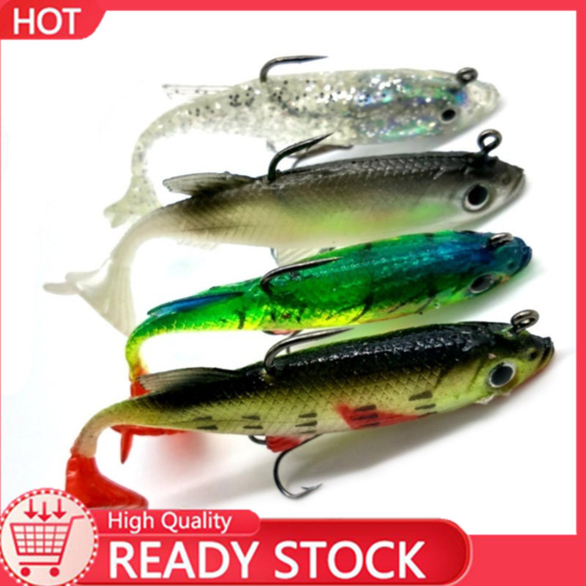 PAlight 4pcs New Arrive 8cm 14g Soft Bait Lead Head Sea Fish LuresFishing Tackle Sharp Treble Hook T Tail - intl