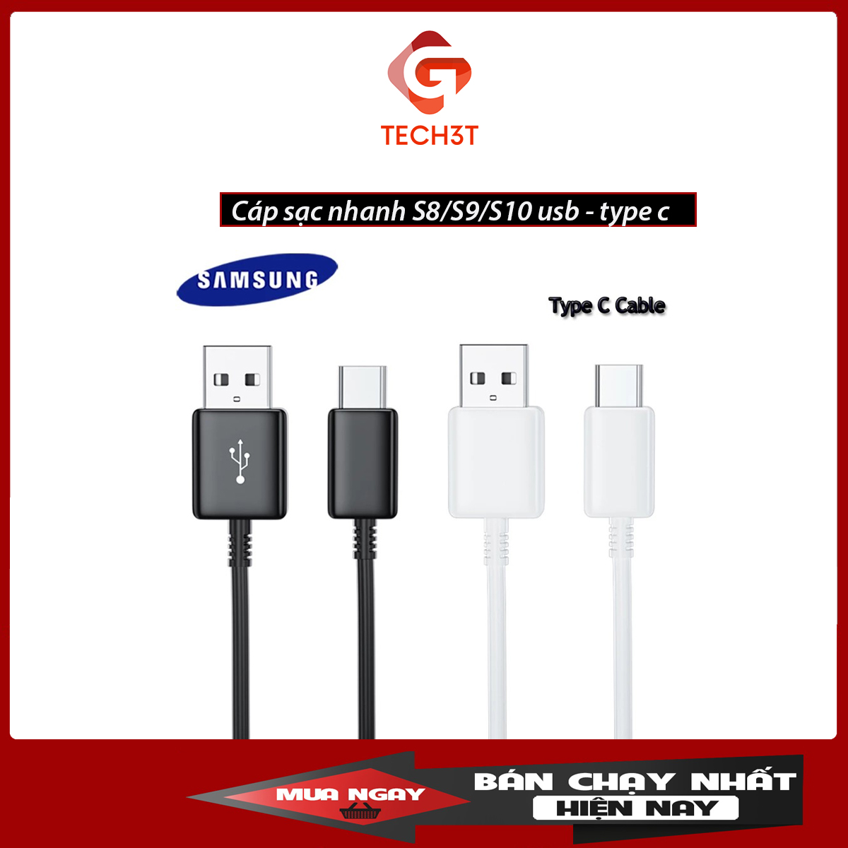 Dây cáp sạc nhanh USB Type C SS Galaxy S8/S8 Plus/ Note/ S9/S10