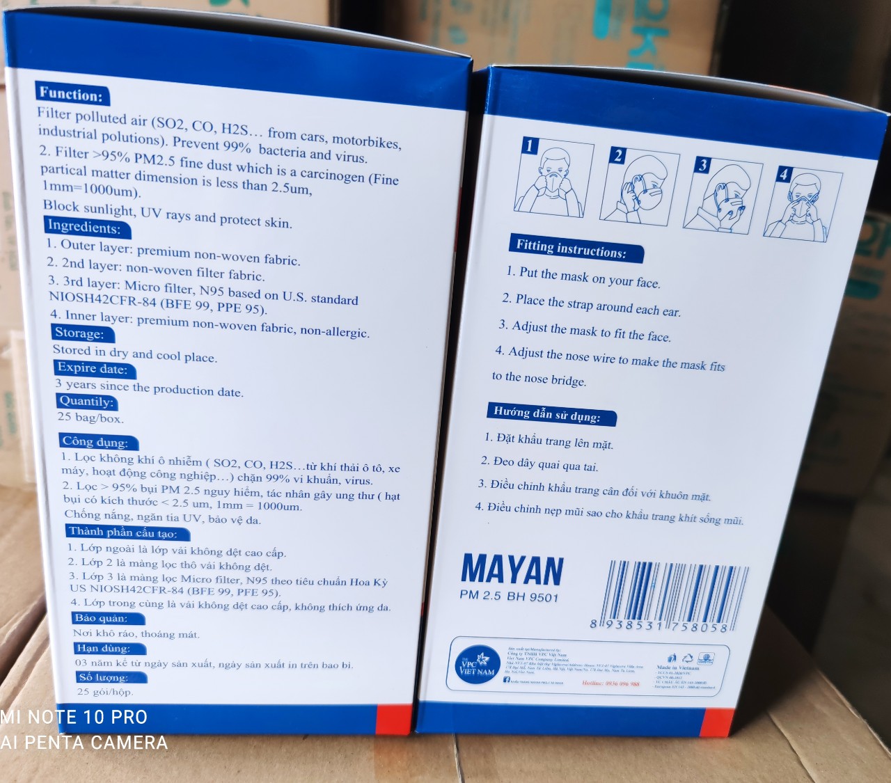 Khẩu trang N95 MAYAN  PM2.5 túi 2 cái