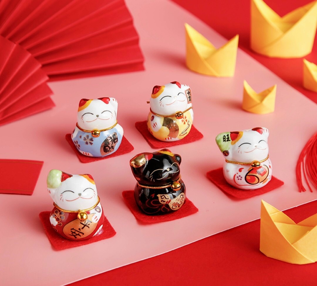bộ 5 chú mèo thần tài mini