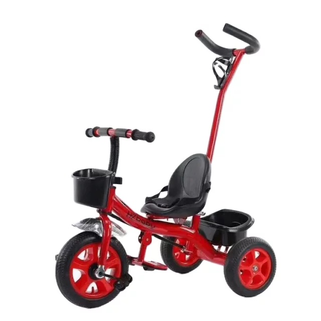 xe đẩy 3 bánh có bàn đạp cần đẩy và giỏ để đồ
