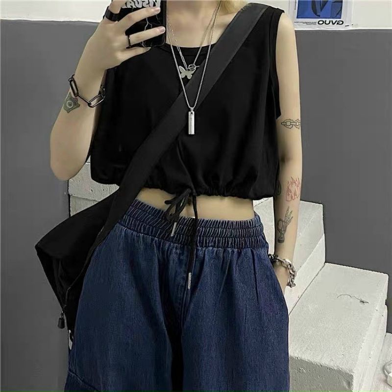 [HCM]Áo croptop ba lỗ rút dây cá tính