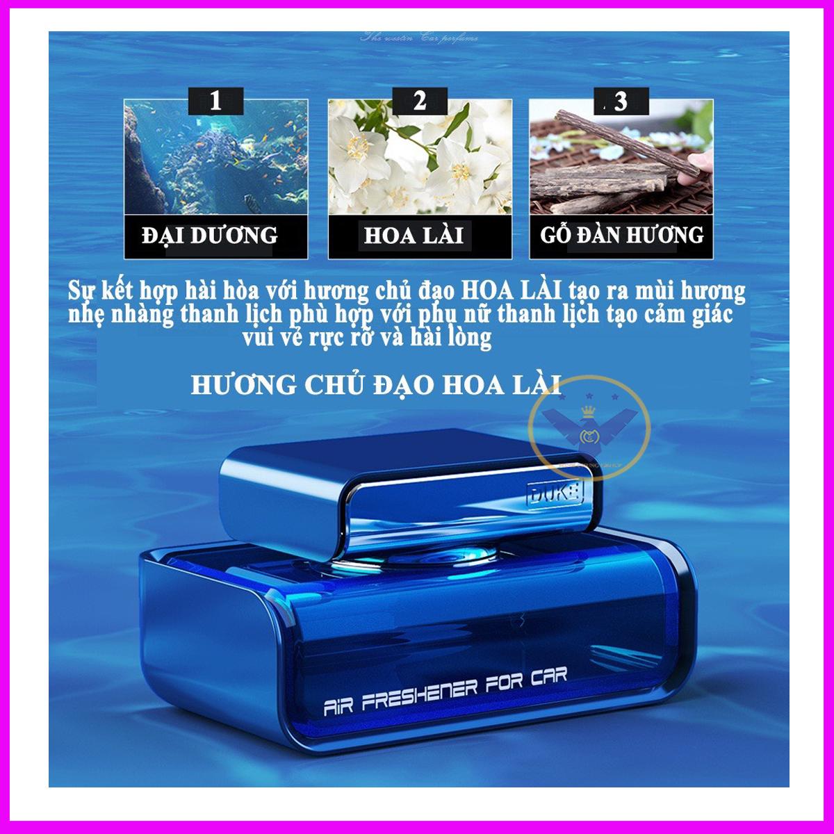 Nước hoa ô tô DUKE gắn taplo ô tô khử mùi nội thất 50ml