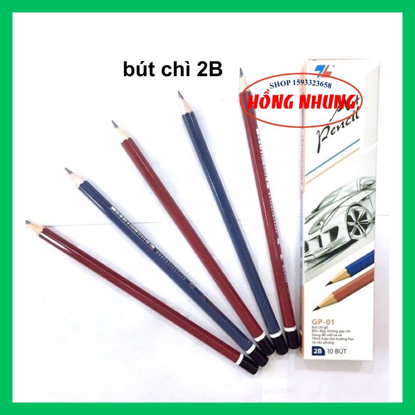 [ mỚI Combo 10 cây bút chì 2B, HB Thiên Long, nét đậm đẹp.