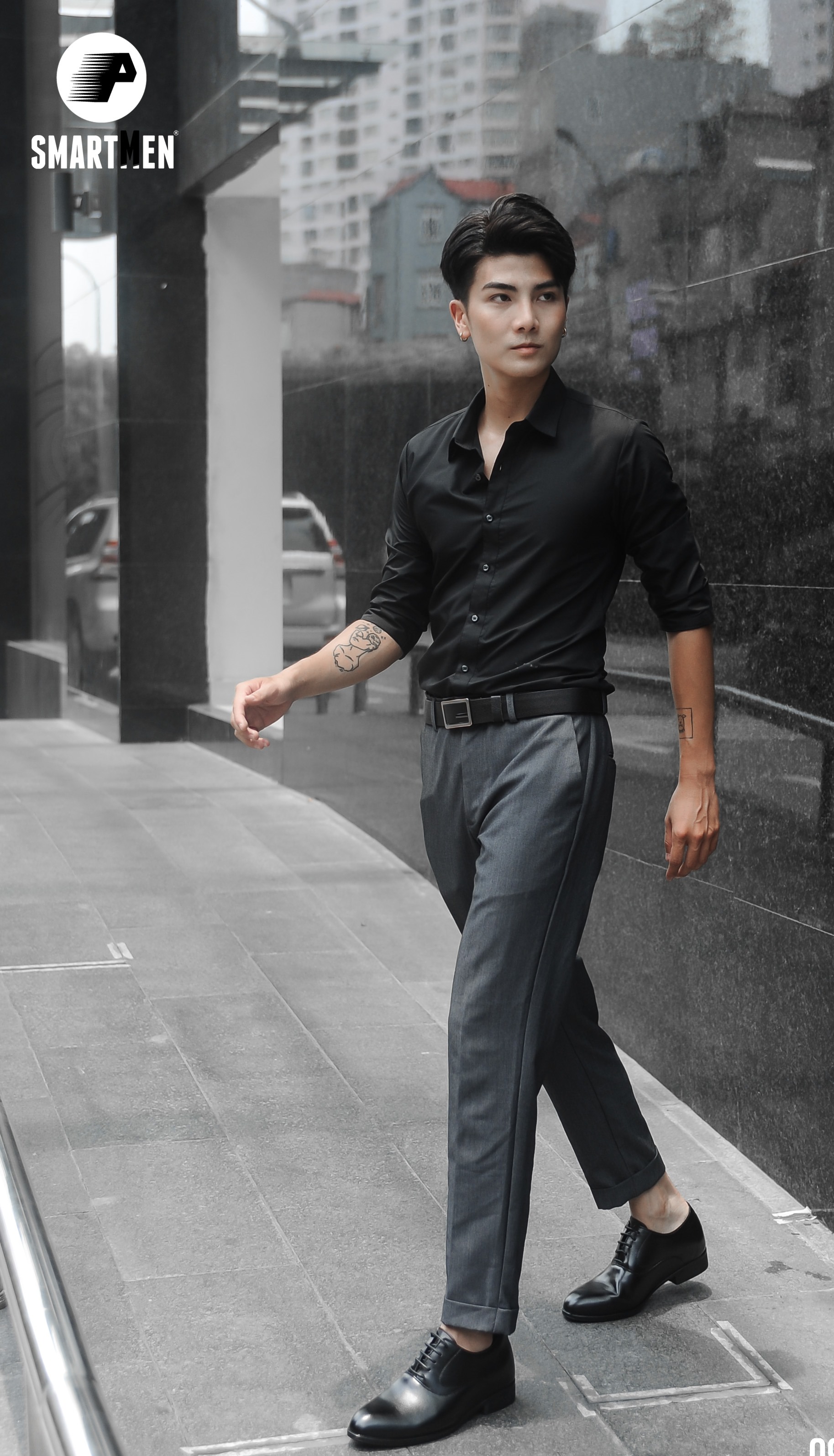 Giày Công sở Tăng chiều cao SMARTMEN GC-08 Đen