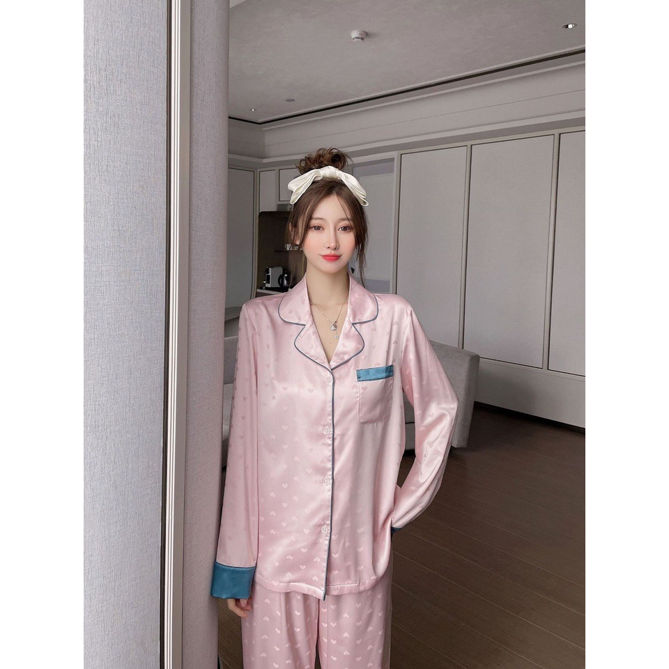 Pyjamas Đồ Ngủ Mặc Nhà Lụa Gấm Bộ Dài Đủ Size AMANTA AMTP60