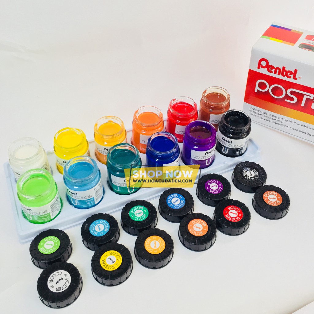 [ARTDOOR] Màu Nước Bột Poster Pentel 12 màu 30ml
