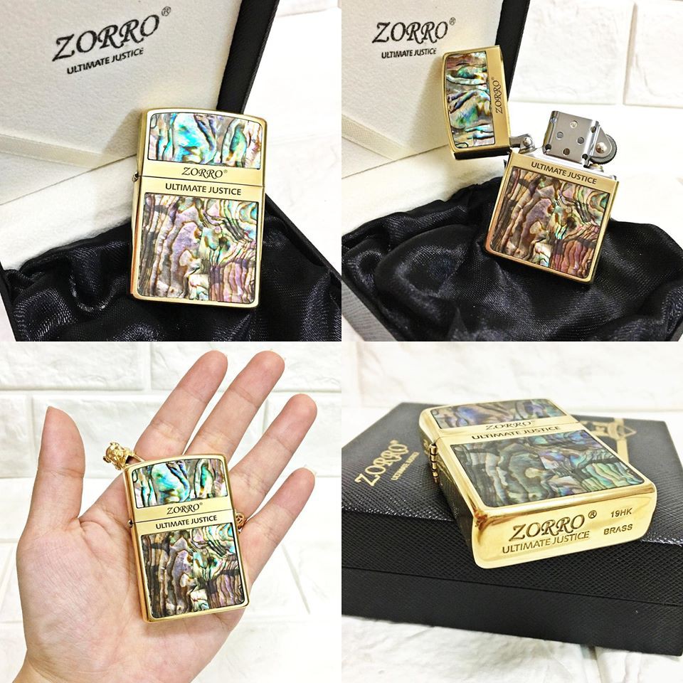 Hộp Quẹt Bật Lửa Xăng Đá Độc Zorro Khảm Xà Cừ ( Không Xăng )