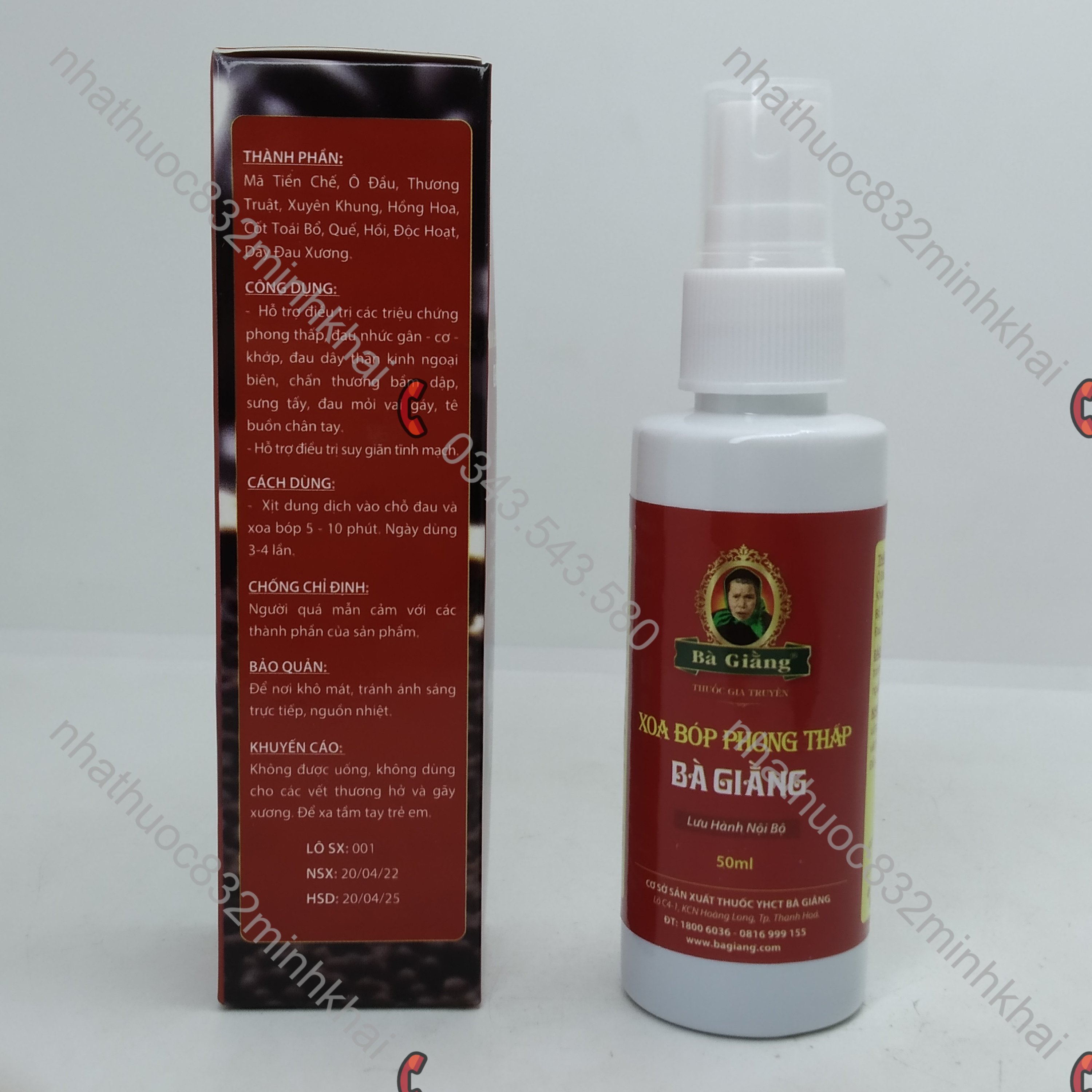 Xịt xoa bóp phong thấp Bà Giằng chai 50ml