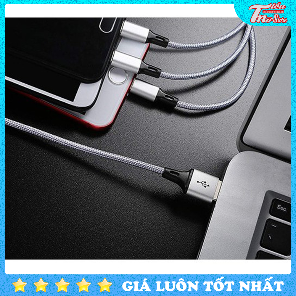 Dây sạc 3 trong 1 đa năng (microUSB - Lightning và Type-C) dây dù