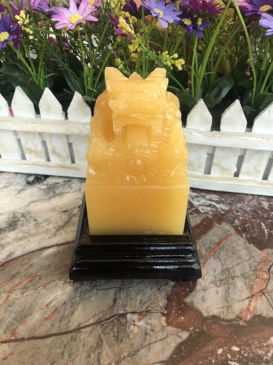 Ấn Rồng phong thủy đá ngọc hoàng long - Cao 10 cm