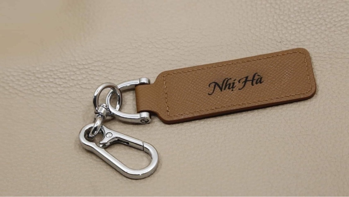Móc chìa khóa da Epsom thật, hàng Handmade (khắc tên, sđt miễn phí)
