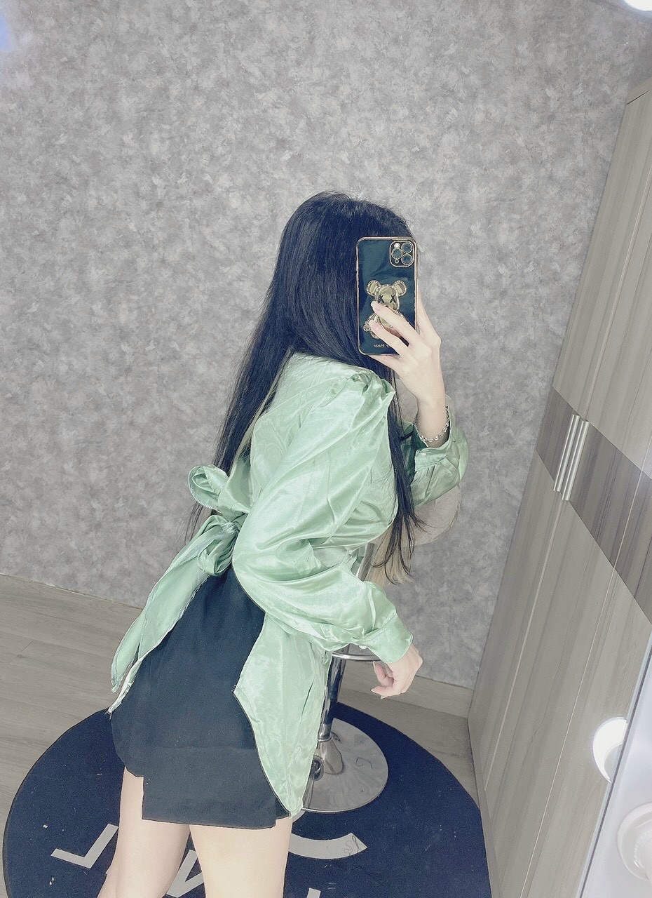 Sét bộ đùi áo sơ mi nơ lưng-TH #setbonu