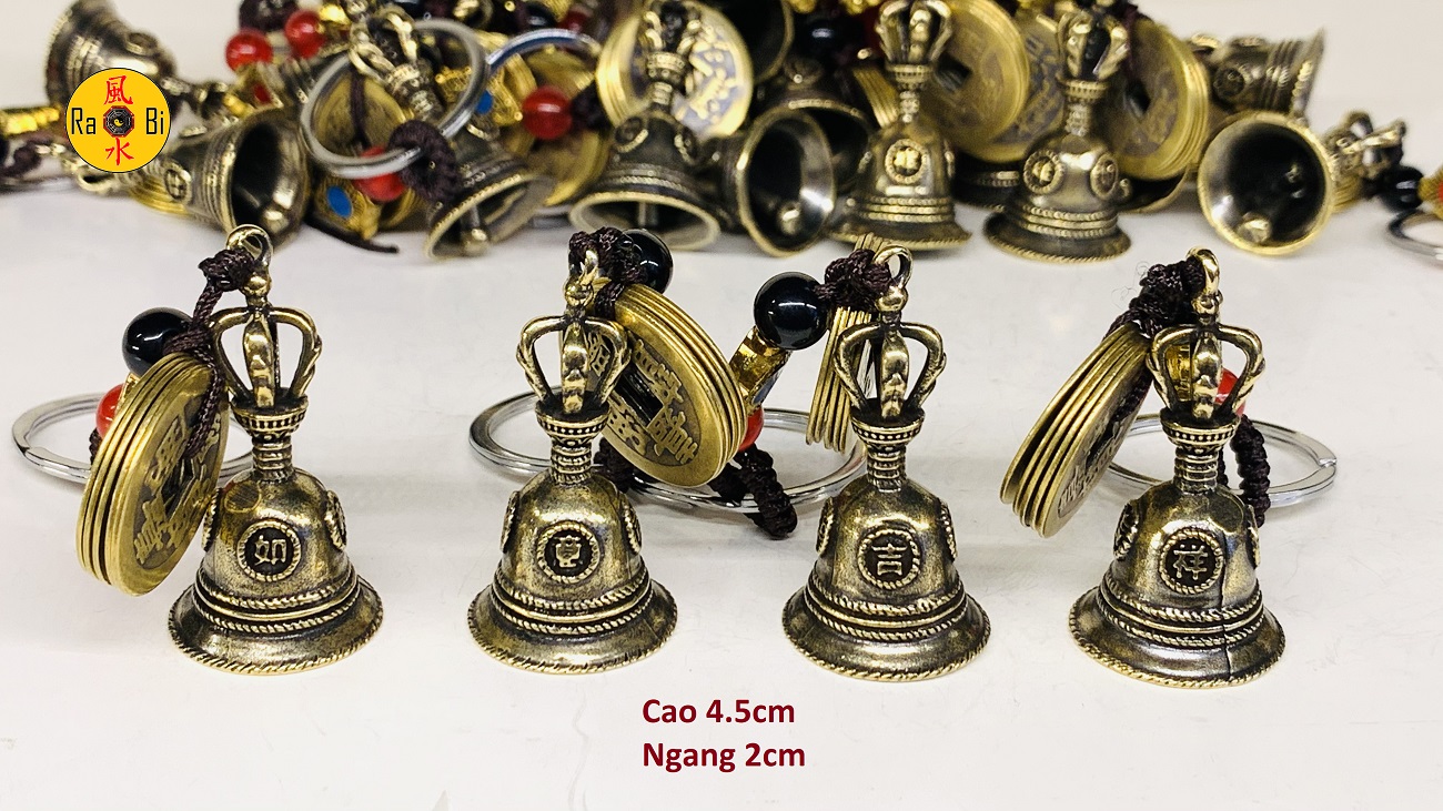 Combo 2 móc khóa chuông đồng như ý cát tường - đồ đồng phong thủy - đồ đồng mỹ nghệ