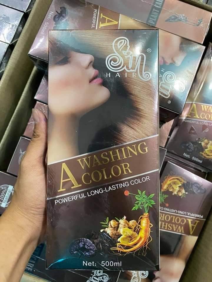 Dầu gội phủ bạc nhân sâm sin hair nhật bản tóc đen không hại sức khoẻ - dầu gội phủ bạc sin hair 500ml 2 màu nâu - đen