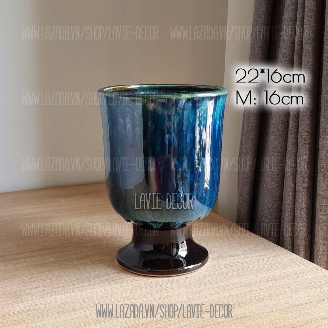 Lọ hoa gốm sứ men hỏa biến vân đá Bát Tràng
