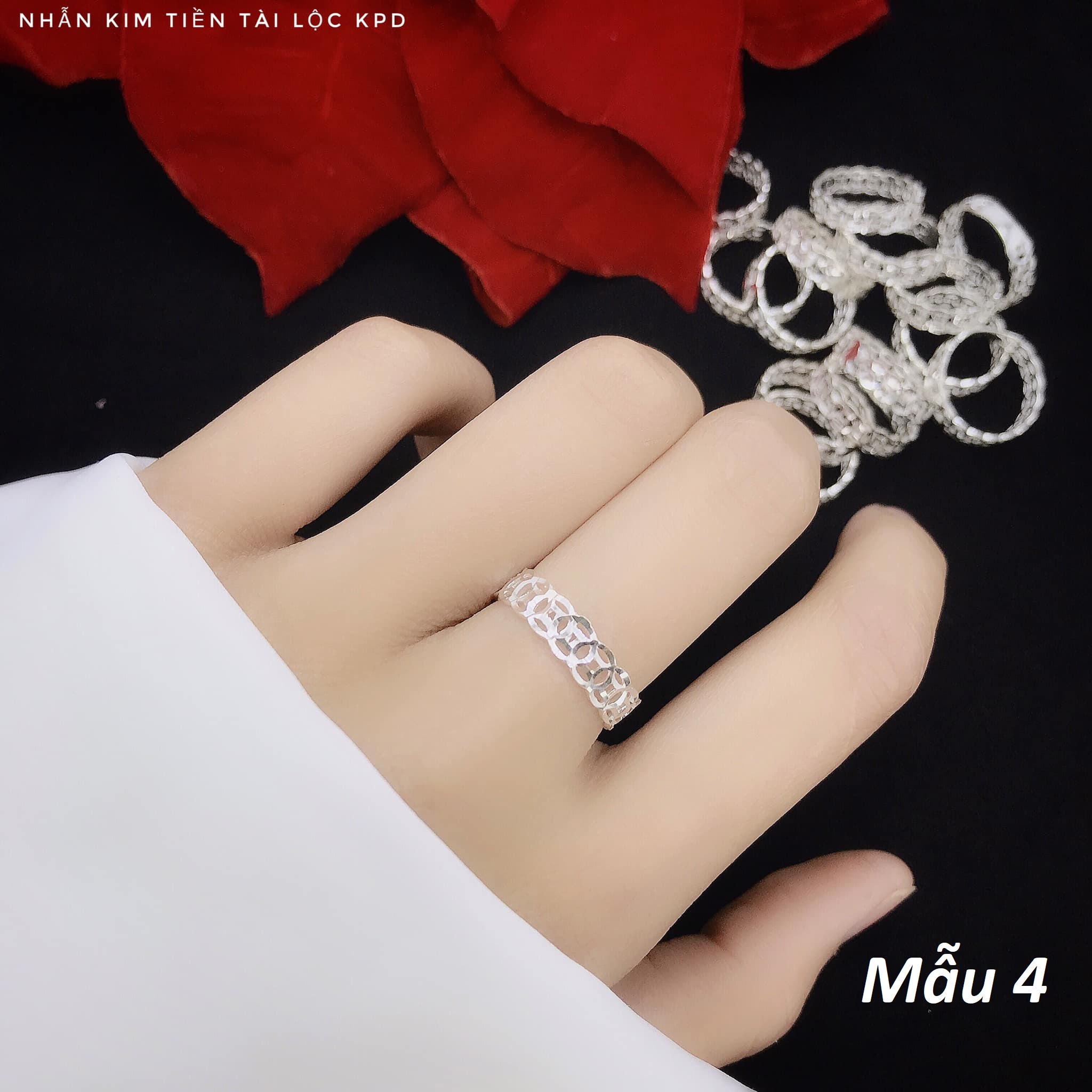 Nhẫn nữ bạc ta kim tiền các mẫu MS53d