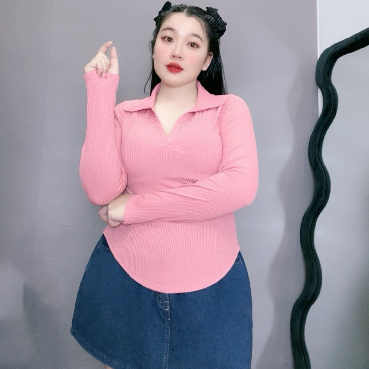Áo thun tay dài bigsize, áo thun chống nắng mùa hè tay dài cổ polo dáng vừa lai vạc bầu nhẹ nhàn nữ tính G123