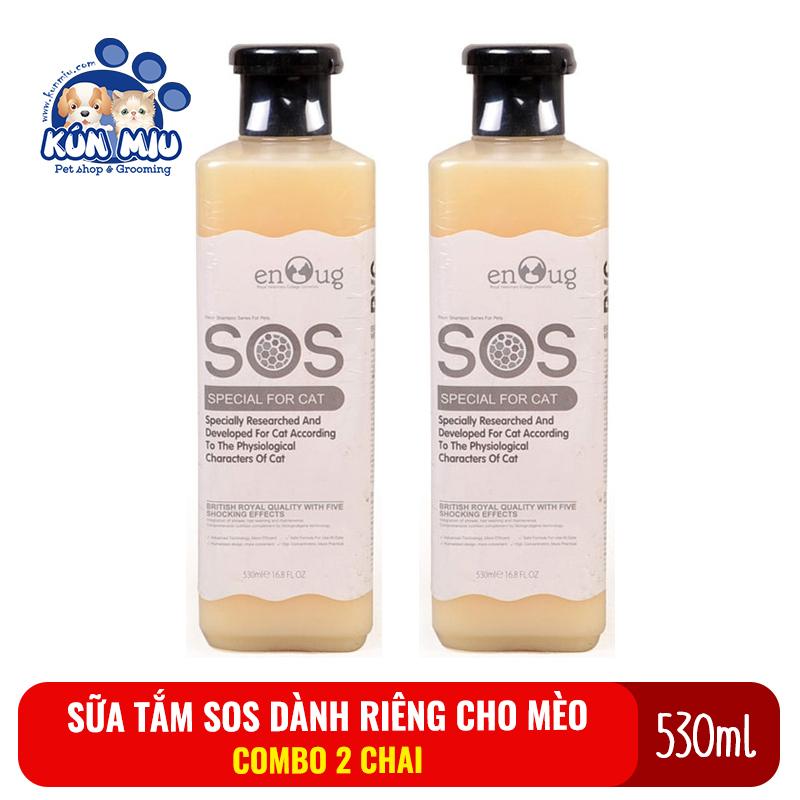 Combo 2 chai Sữa tắm SOS dành riêng cho mèo chai 530ml màu trắng sữa