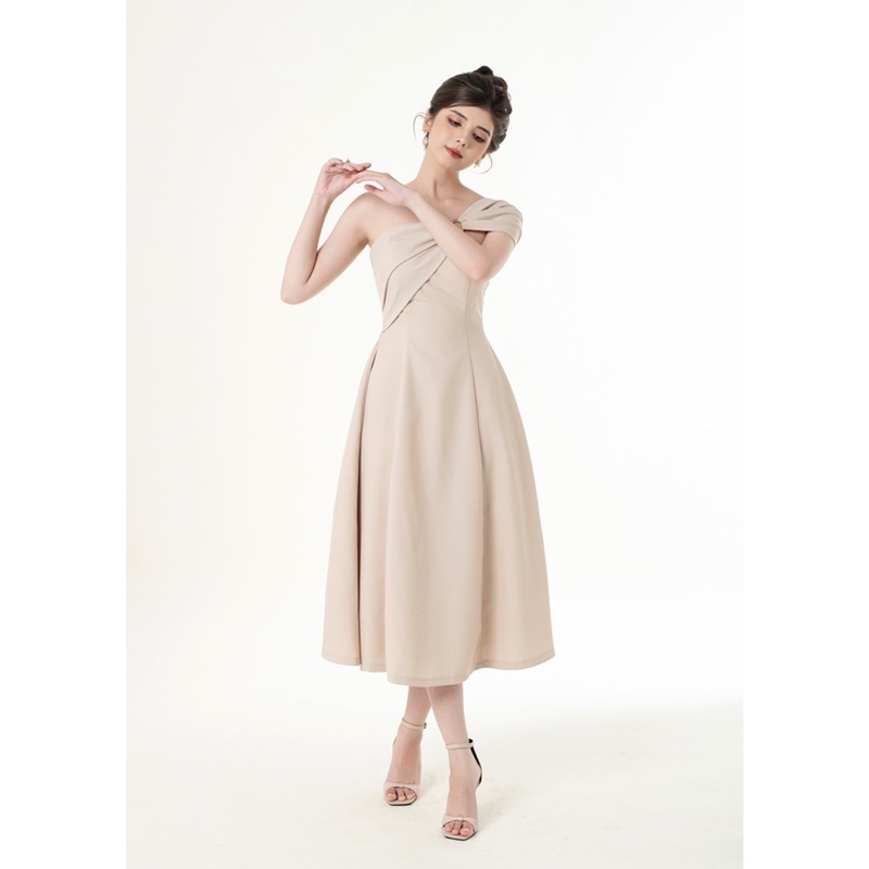 [Mã LAZFASHION42 - giảm 15% đơn từ 349k] ĐẦM ĐI TIỆC CHÉO VAI THANH LỊCH - KILLY DRESS