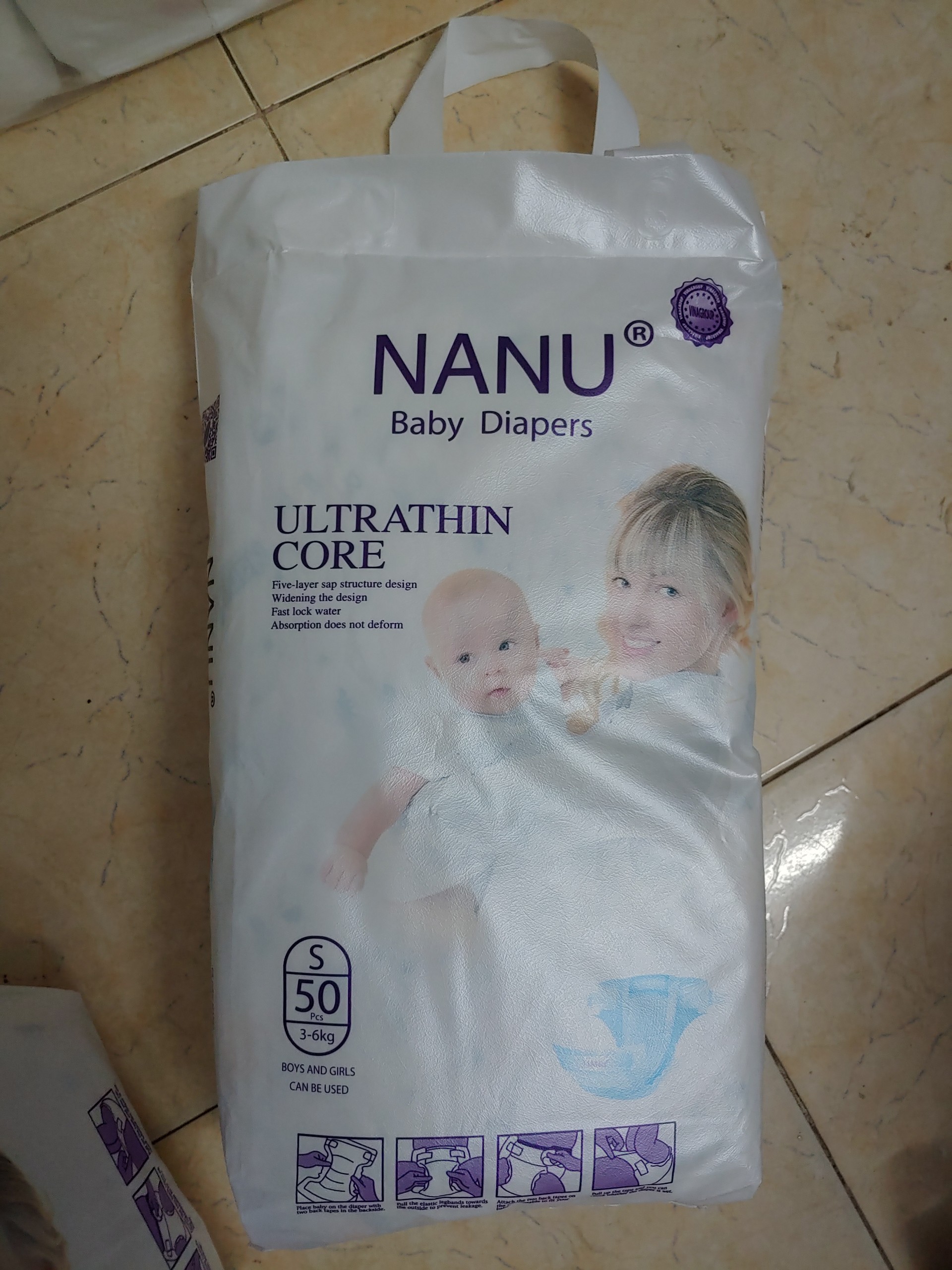 Bỉm/tã dán NANU S/M 50 miếng