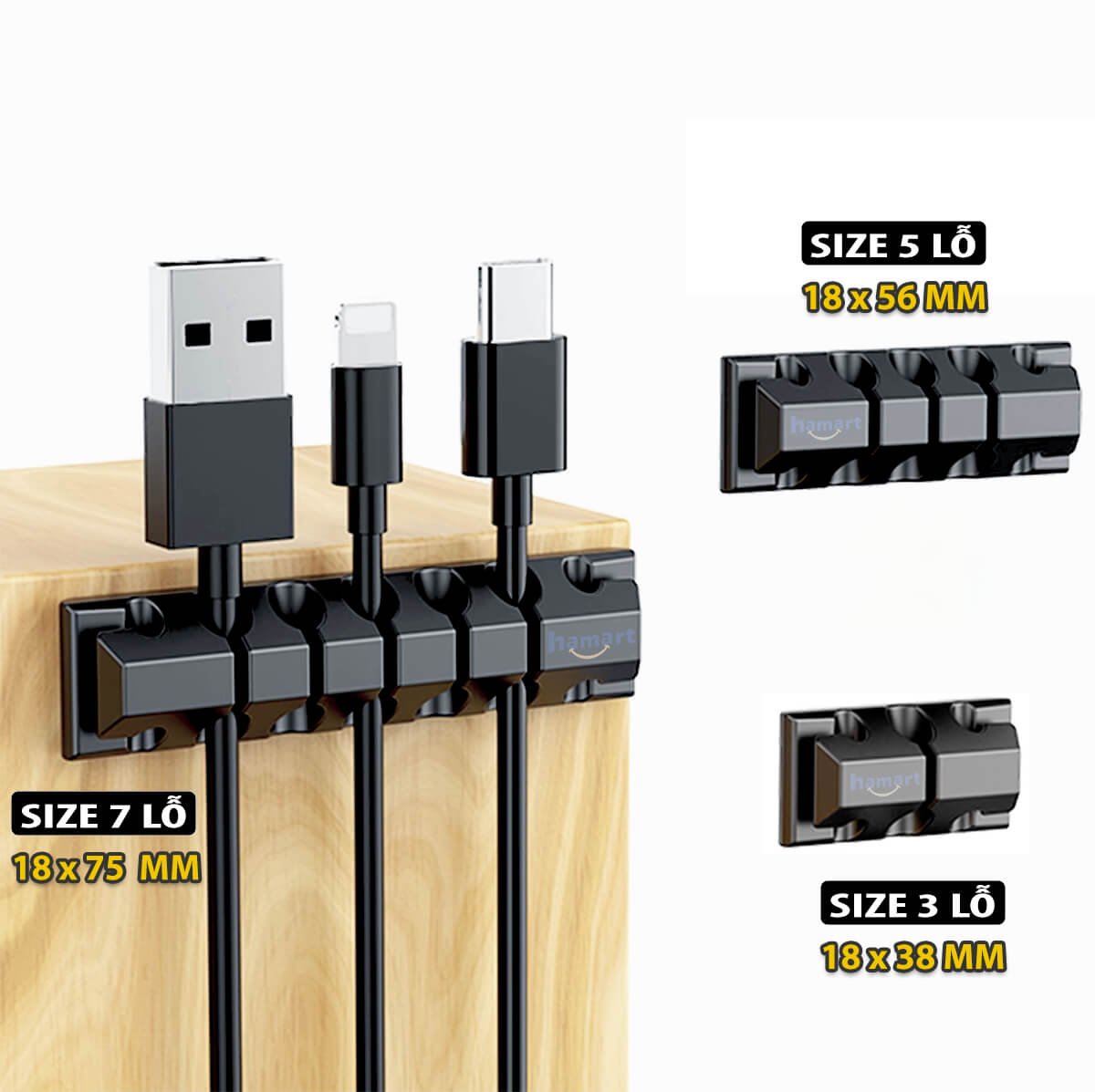 Nẹp Dây Điện Dán Tường Keo 3M Vỉ 20 Kẹp Dây Cáp Điện Đi Dây Điện Dán Tường Chống Rối 3 Màu