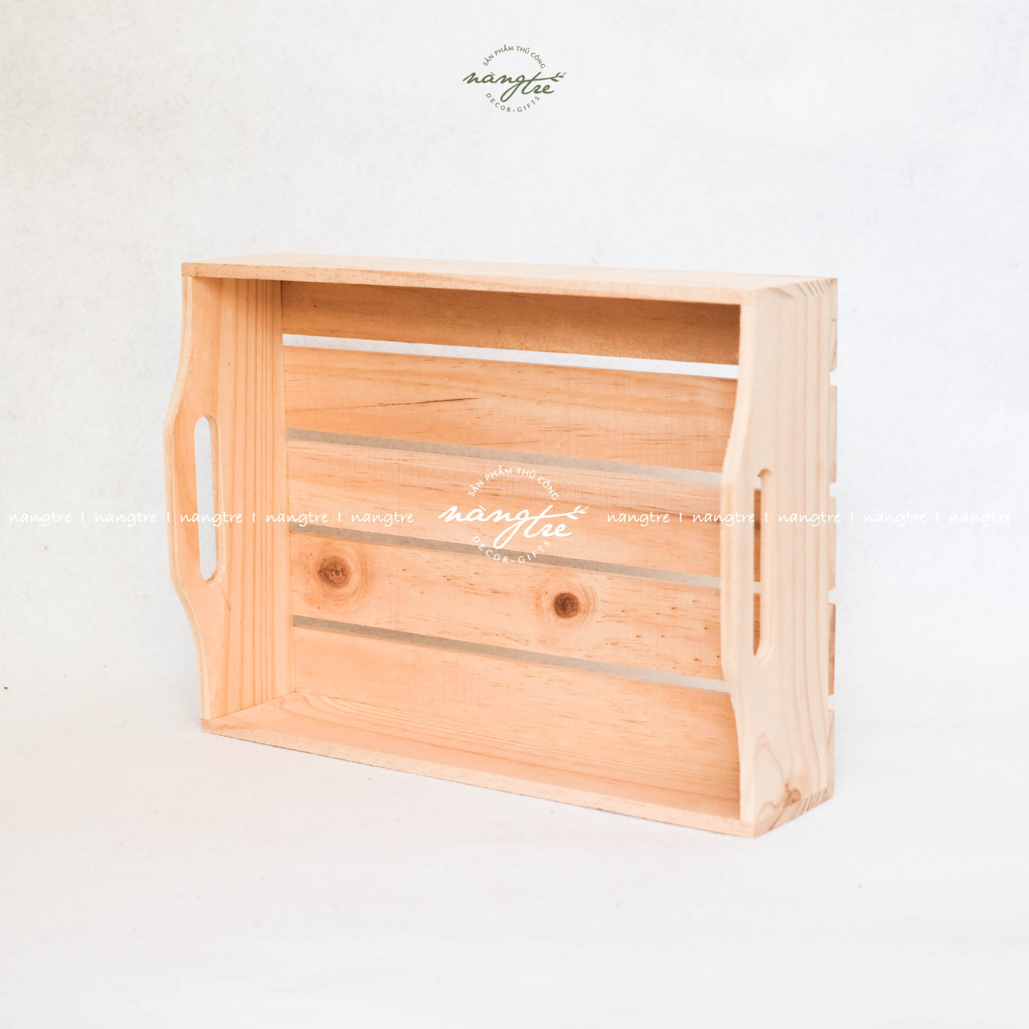 Khay gỗ đựng quà có tay cầm