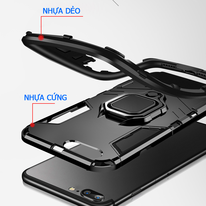 [TẶNG KÍNH CƯỜNG LỰC] Ốp lưng iPhone 7 Plus - iPhone 8 Plus - iPhone 7 - iPhone 8 iRon man chống sốc (đen)