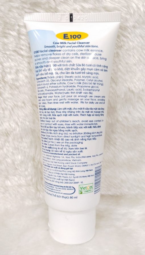 Combo 2 Tuýp Sữa Rửa Mặt Bò Sữa E100 80ml