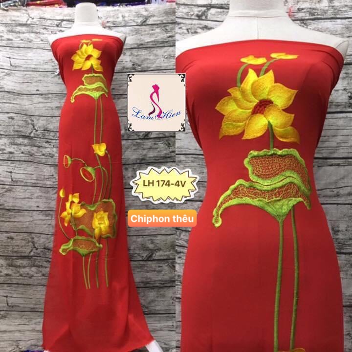 Vải áo dài thêu LH174