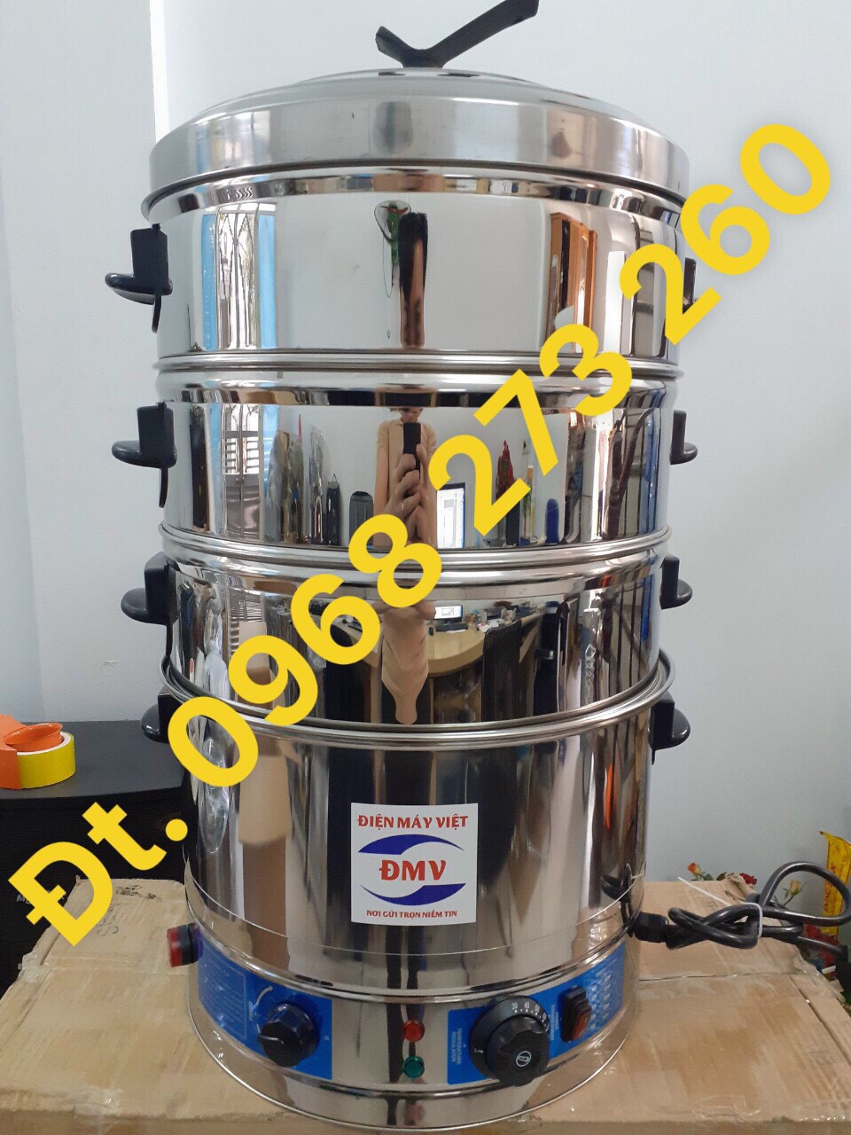 Nồi hấp bánh bao chạy điện size 35Cm 3 tầng hấp (INOX)