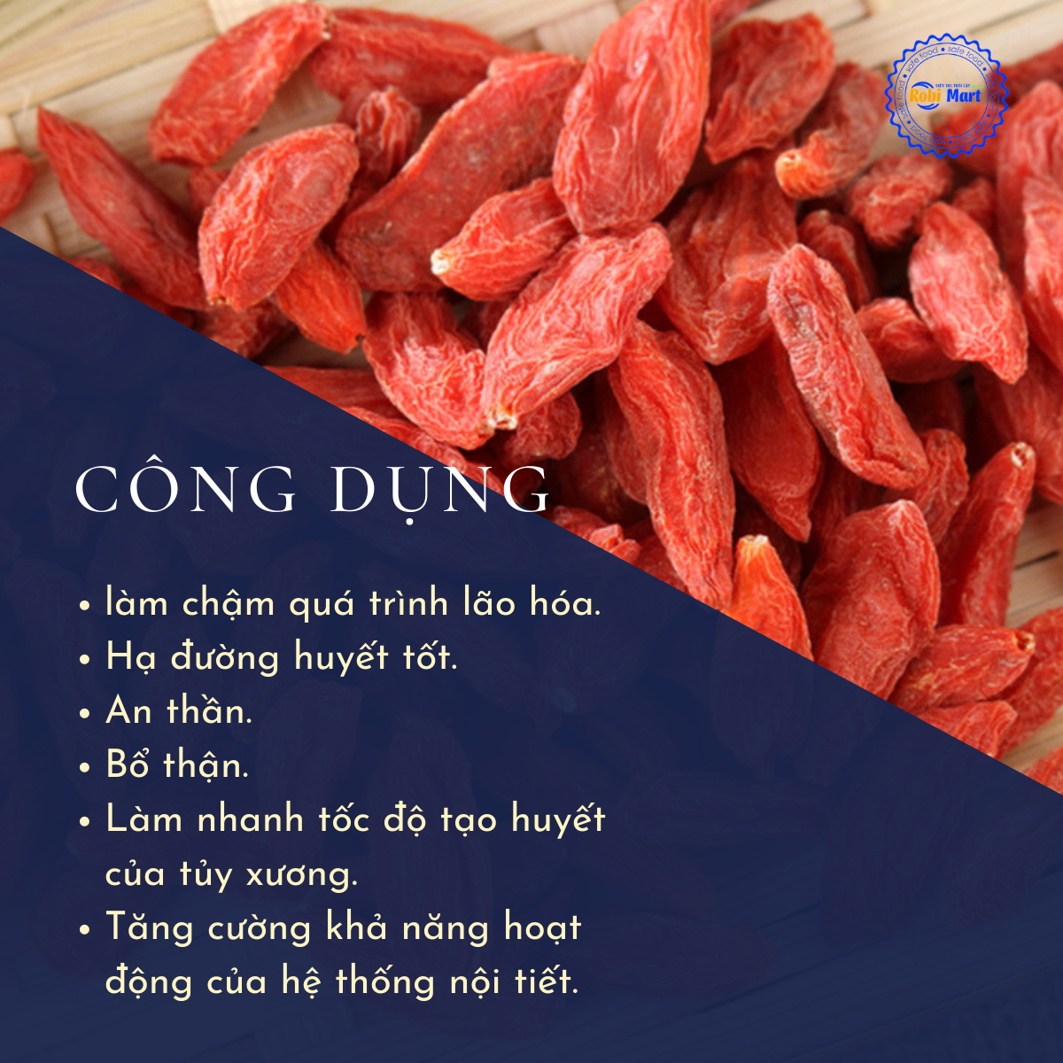Red Goji Berries (Goji Berries) Large Dried Seeds Robimart Beautify Skin, Sleep Well, First Class Product - 50g, 100g Pack