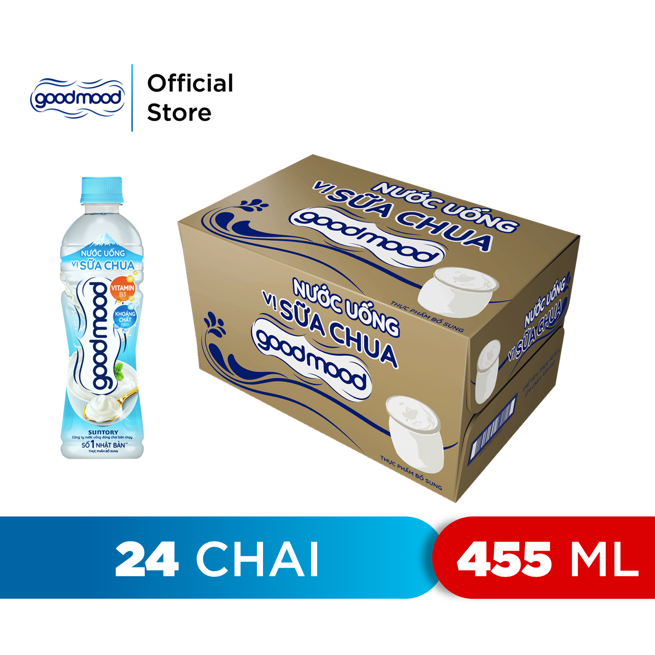 HCM - FREESHIP Thùng 24 Chai Nước Uống Vị Sữa Chua Goodmood 455ml chai