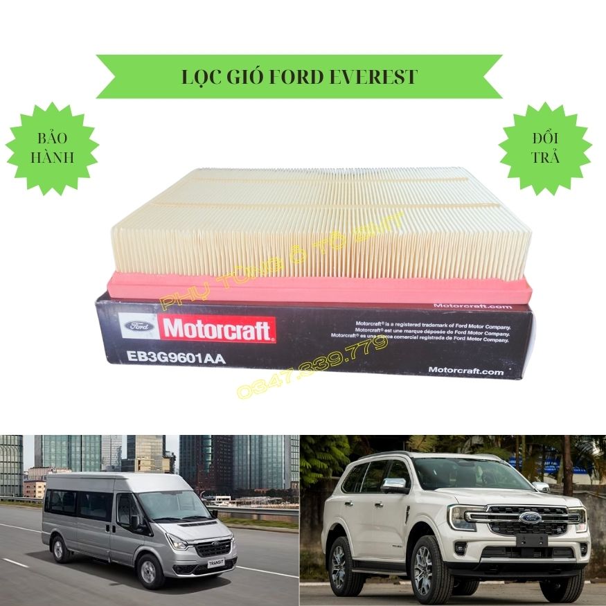 Lọc gió động cơ, lọc gió máy lạnh/ lọc điều hòa xe Ford Everest, Ranger đời mới, Mazda BT50, Ford Transit