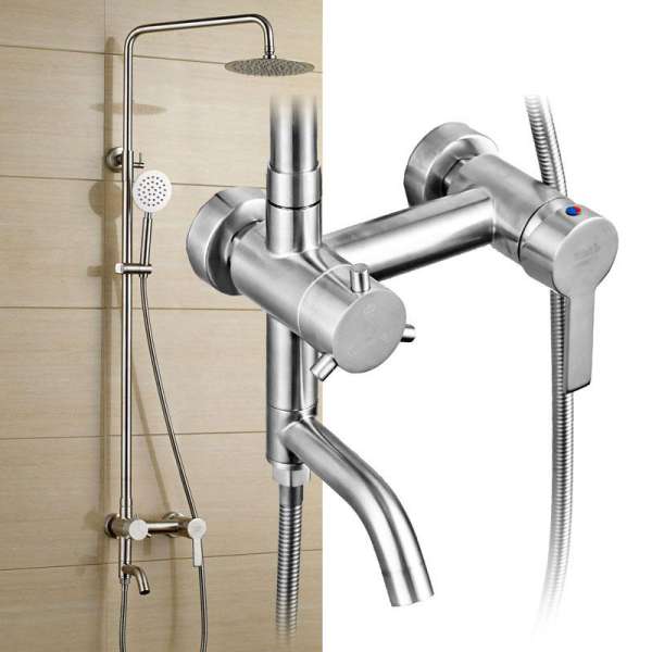 Bộ sen cây tắm nóng lạnh Inox SUS304 tròn ngang