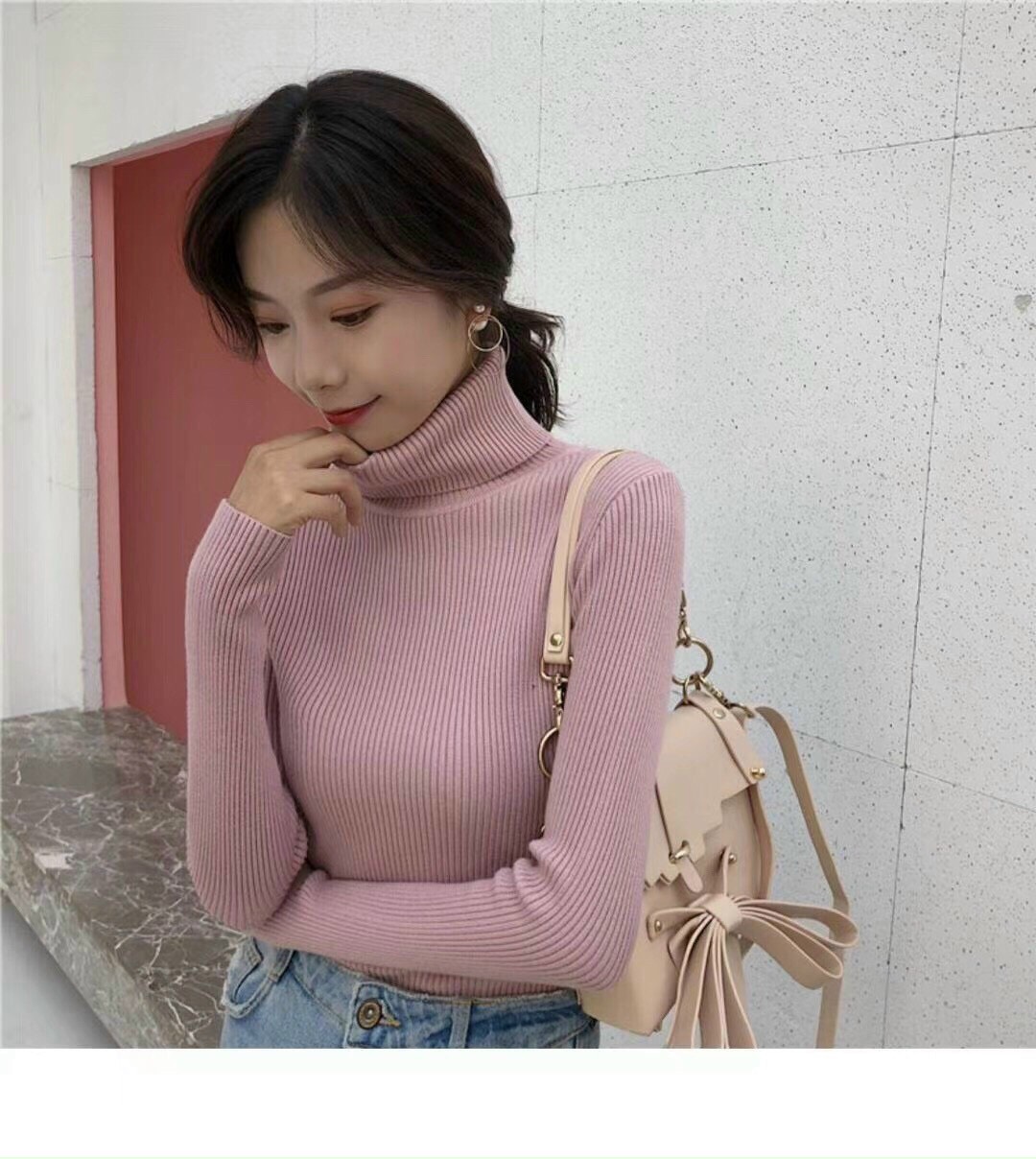Áo len cao cổ hàng Quảng Châu, áo len tăm cổ lọ