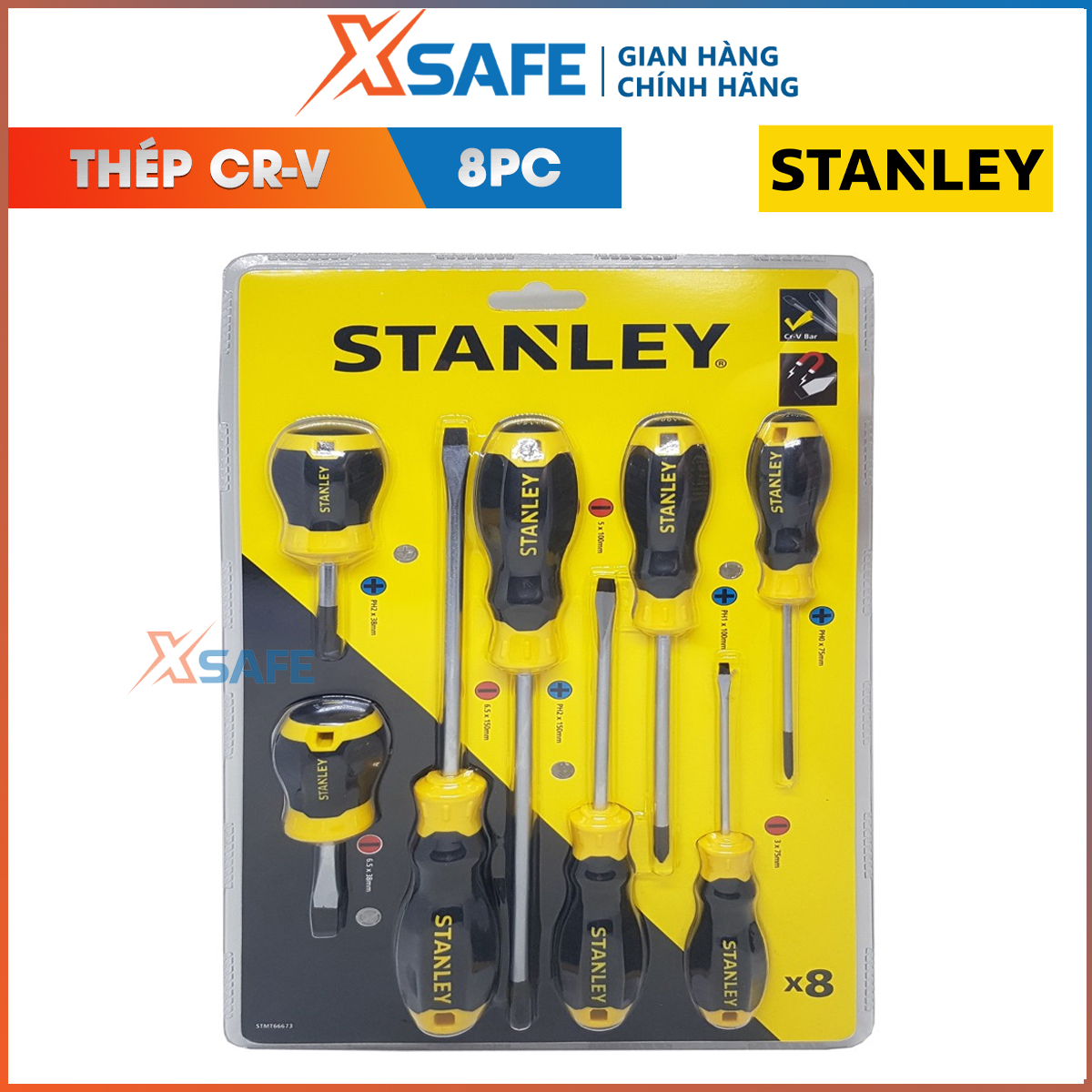 Set screwdrivers Stanley STMT66673 8 details. Set screwdrivers including 4 screwdrivers cleaner and 4 screwdrivers Bake varied sizes, be made of steel CR-V premium and head screw magnetic, hand held plastic wrap soft rubber-distribution genuine xsafe