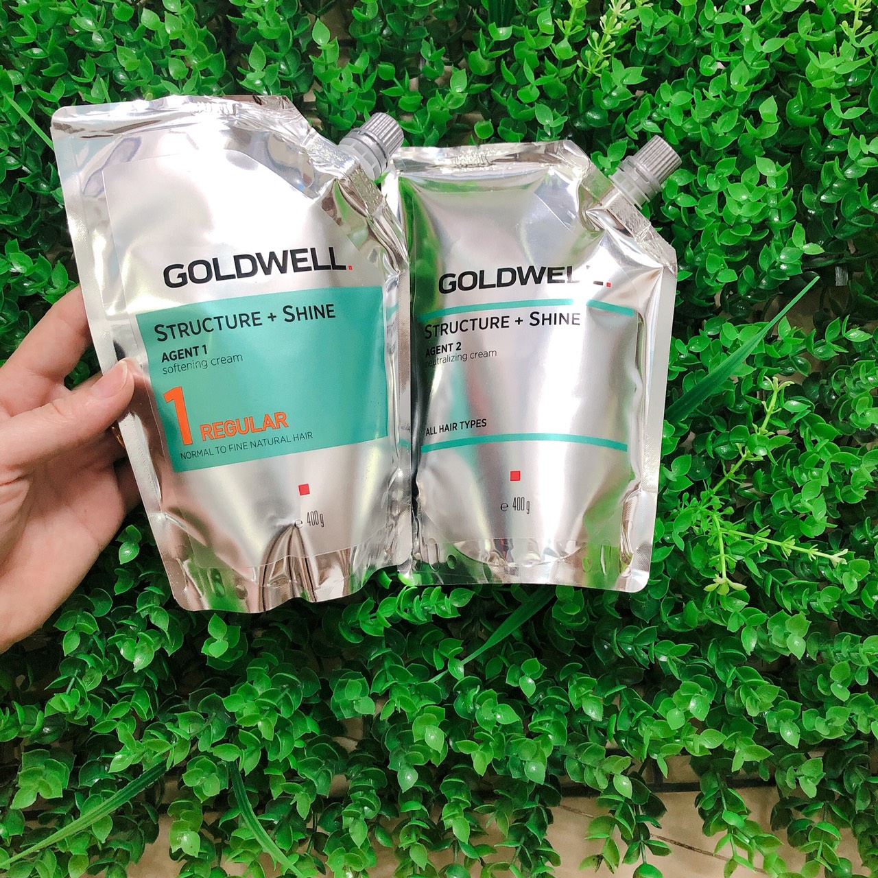 [HCM]Cặp duỗi tóc cao cấp Goldwell Structure + Shine 400mlx2