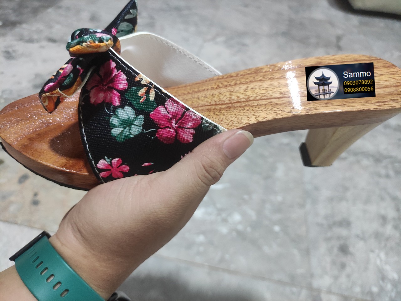 Guốc Gỗ Đế Vuông Cao 7 phân